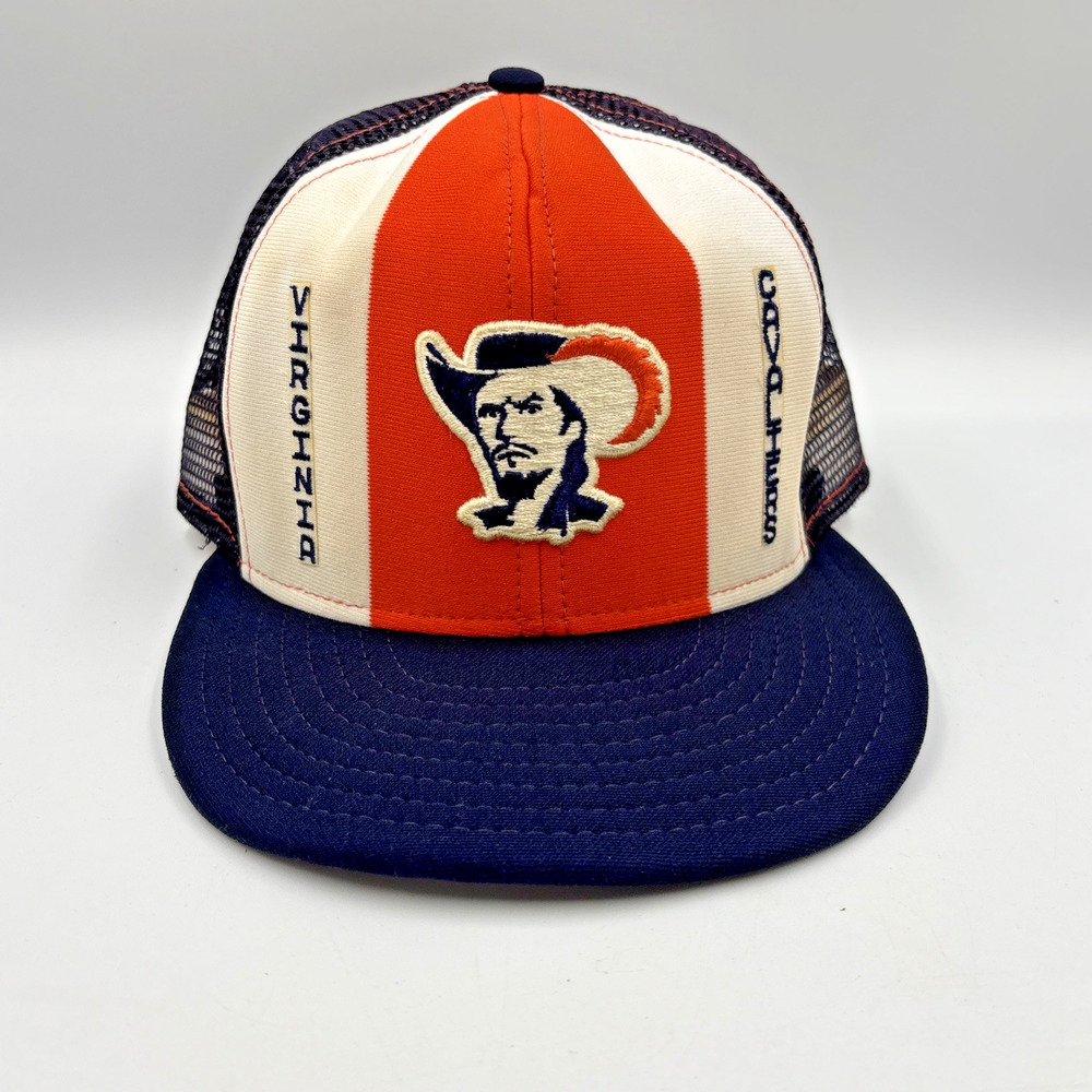 VTG 80s Virginia Cavaliers Snapback Hat College AJD Blue Orange Trucker Cap USA